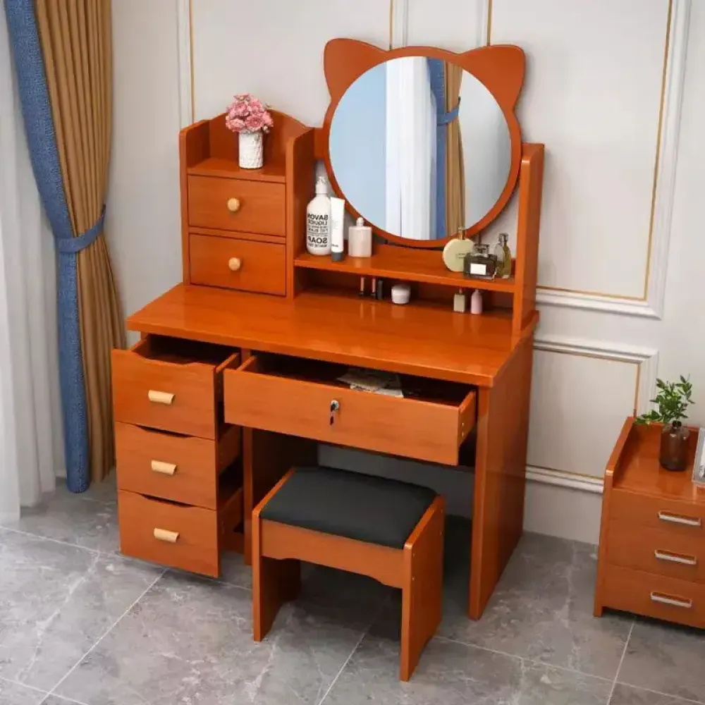 COIFFEUSE AVEC GRAND MIROIR ROND