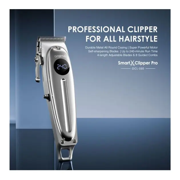 Tondeuse à cheveux professionnelle sans fil - Oraimo SmartClipper Pro - 240 minutes d'autonomie - Réf OCL-550 - Garanti 6 mois