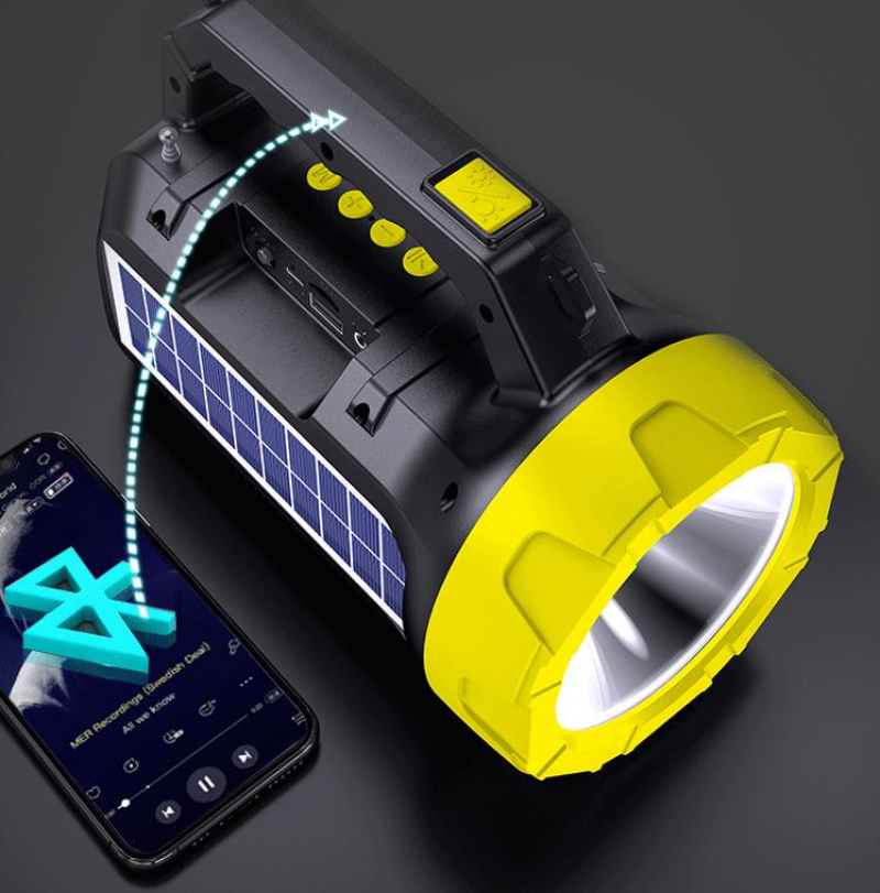 Lampe de poche extérieure portable Bluetooth rechargeable solaire
