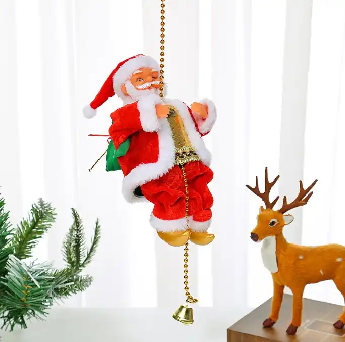🔥 Décoration Père Noël grimpant sur chaîne en mouvement avec Music ambiante
